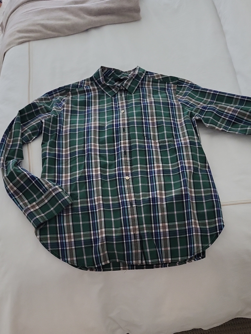Plaid Button Down in Green & Blue Like New